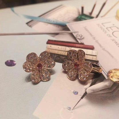 [Lumi Jewelry]FRIVOLE PINK GOLD FLOWER DIAMOND EARRINGS