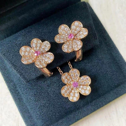 [Lumi Jewelry]FRIVOLE PINK GOLD FLOWER DIAMOND EARRINGS