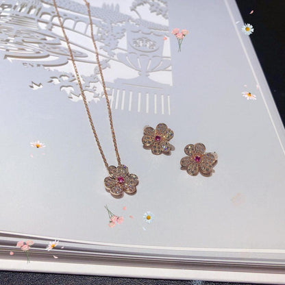 [Lumi Jewelry]FRIVOLE ROSE GOLD FLOWER DIAMOND NECKLACE
