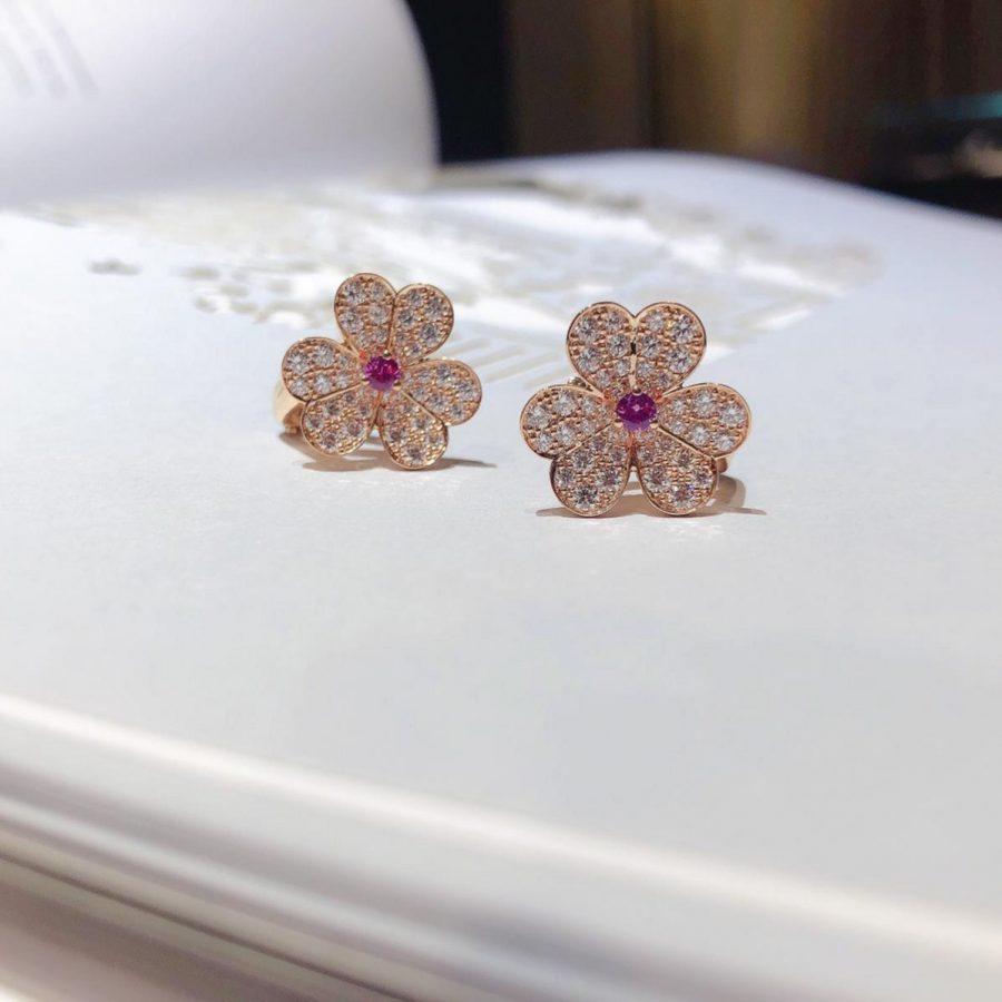 [Lumi Jewelry]FRIVOLE PINK GOLD FLOWER DIAMOND EARRINGS