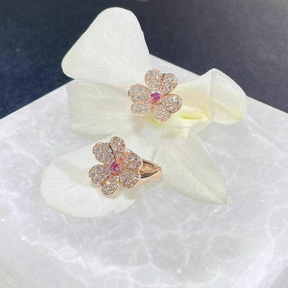 [Lumi Jewelry]FRIVOLE PINK GOLD FLOWER DIAMOND EARRINGS