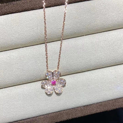 [Lumi Jewelry]FRIVOLE ROSE GOLD FLOWER DIAMOND NECKLACE
