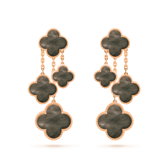 [Lumi Jewelry]CLOVER EARRINGS DARK MOP 4 MOTIFS ROSE GOLD