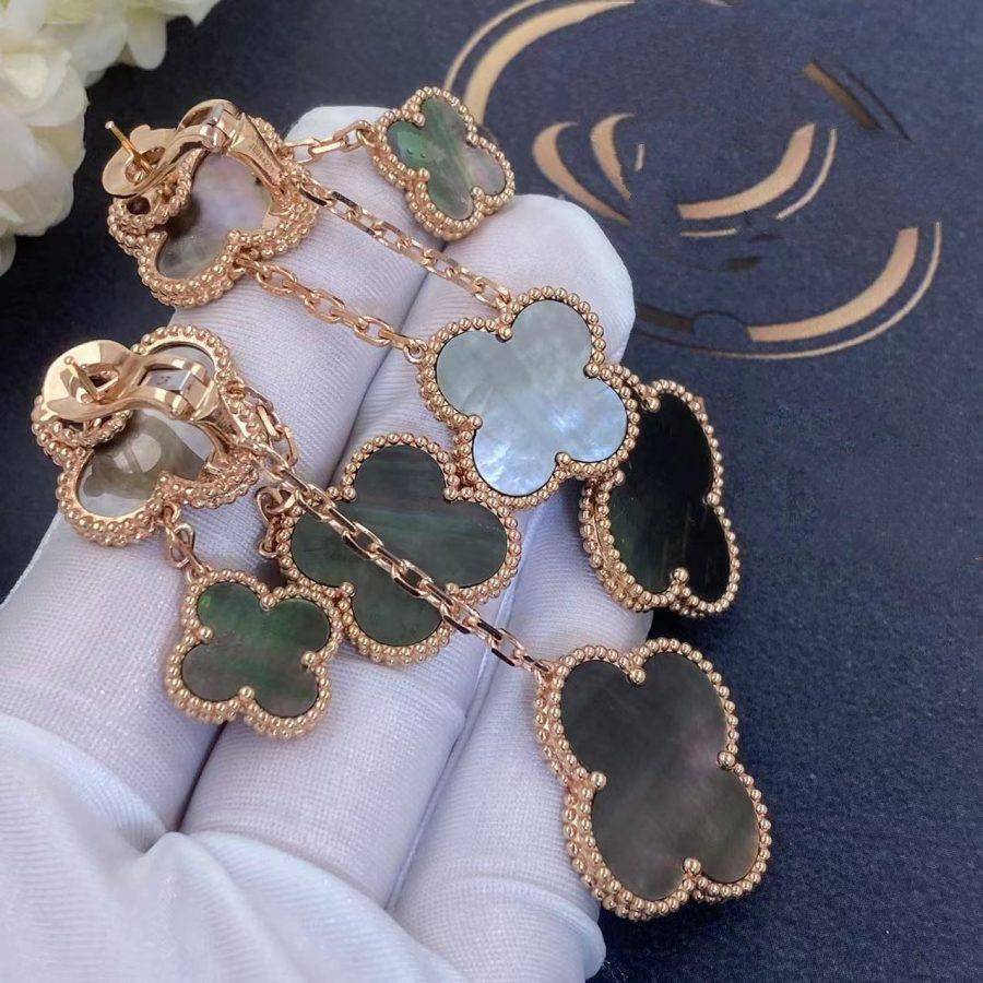 [Lumi Jewelry]CLOVER EARRINGS DARK MOP 4 MOTIFS ROSE GOLD