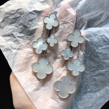 [Lumi Jewelry]CLOVER EARRINGS WHITE MOP 4 MOTIFS SILVER