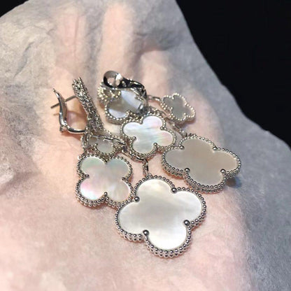 [Lumi Jewelry]CLOVER EARRINGS WHITE MOP 4 MOTIFS SILVER
