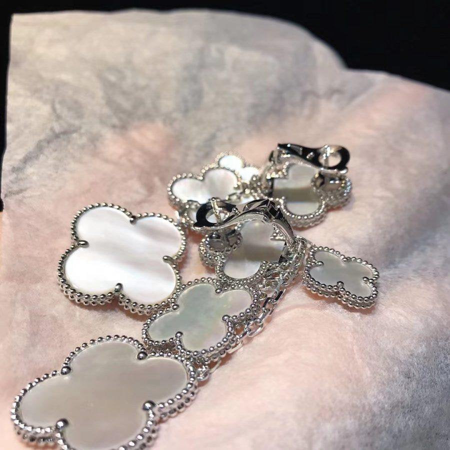 [Lumi Jewelry]CLOVER EARRINGS WHITE MOP 4 MOTIFS SILVER