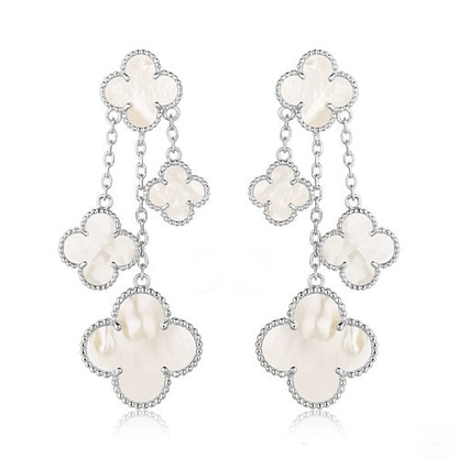 [Lumi Jewelry]CLOVER EARRINGS WHITE MOP 4 MOTIFS SILVER