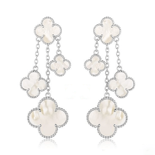 [Lumi Jewelry]CLOVER EARRINGS WHITE MOP 4 MOTIFS SILVER