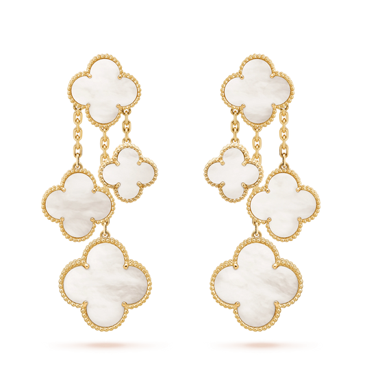 [Lumi Jewelry]CLOVER EARRINGS WHITE MOP 4 MOTIFS GOLD