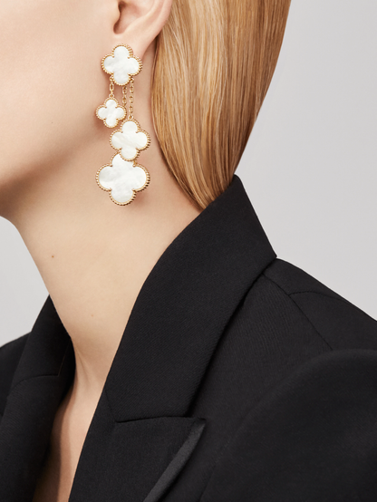 [Lumi Jewelry]CLOVER EARRINGS WHITE MOP 4 MOTIFS GOLD