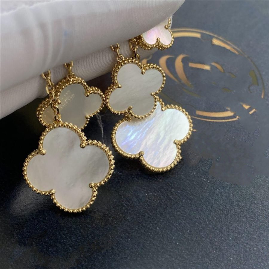 [Lumi Jewelry]CLOVER EARRINGS WHITE MOP 4 MOTIFS GOLD