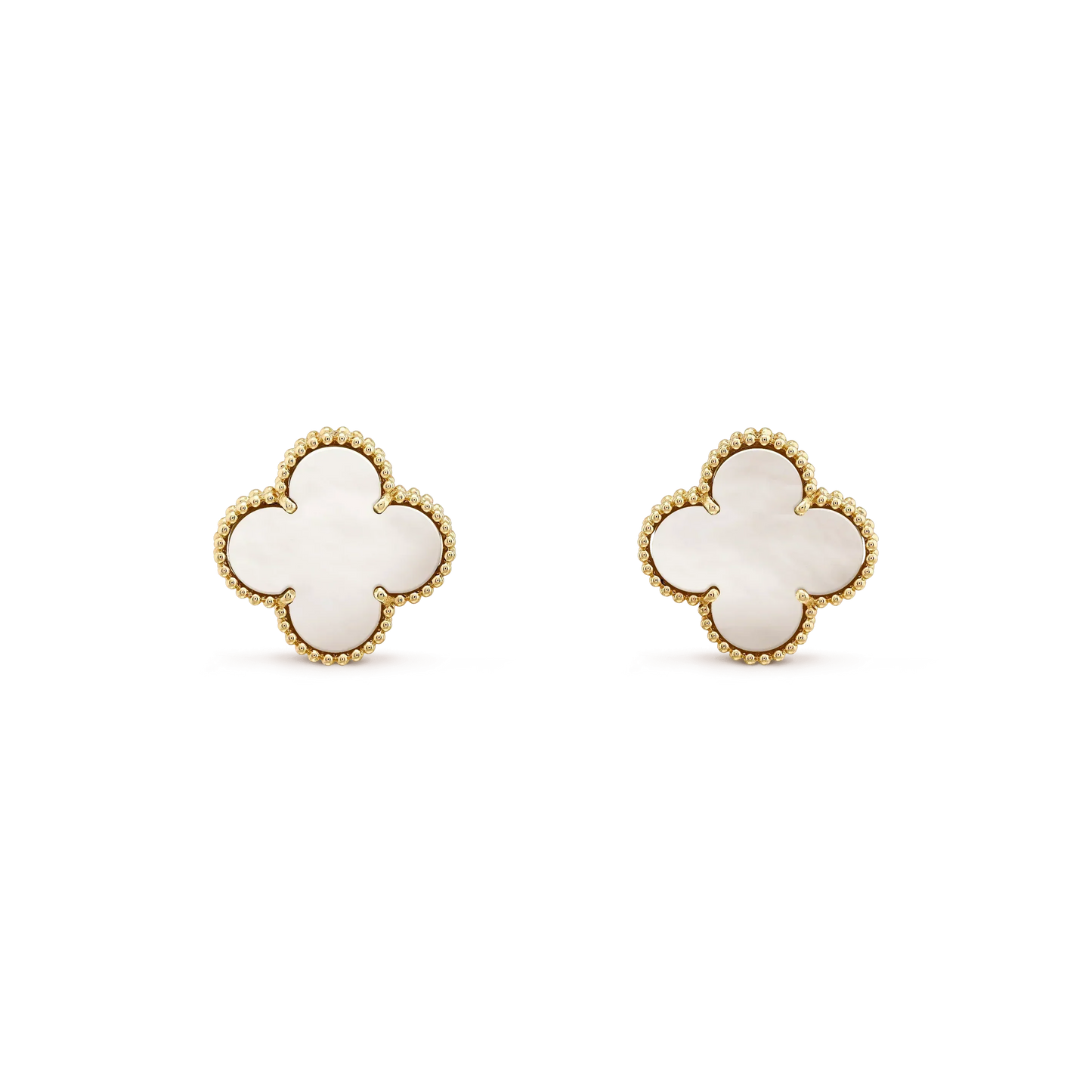 [Lumi Jewelry]CLOVER MEDIUM 1 MOTIFS  WHITE MOP STUD EARRINGS