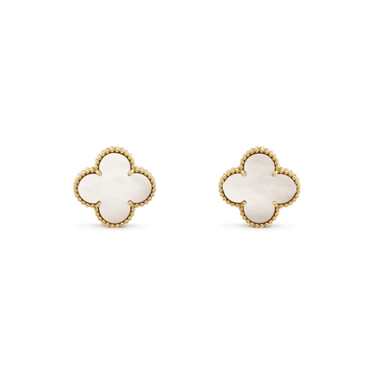 [Lumi Jewelry]CLOVER MEDIUM 1 MOTIFS  WHITE MOP STUD EARRINGS