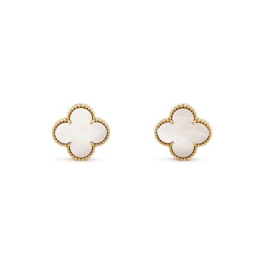[Lumi Jewelry]CLOVER MEDIUM 1 MOTIFS  WHITE MOP STUD EARRINGS
