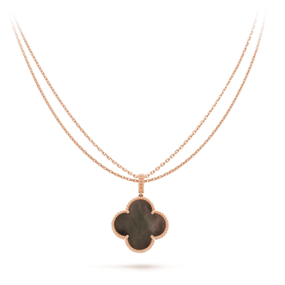[Lumi Jewelry]CLOVER 25MM GOLD DARK MOP BIG CLOVER NECKLACE