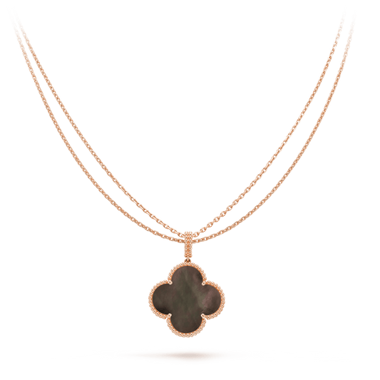 [Lumi Jewelry]CLOVER 25MM GOLD DARK MOP BIG CLOVER NECKLACE