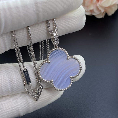 [Lumi Jewelry]CLOVER SILVER CHALCEDONY BIG CLOVER NECKLACE