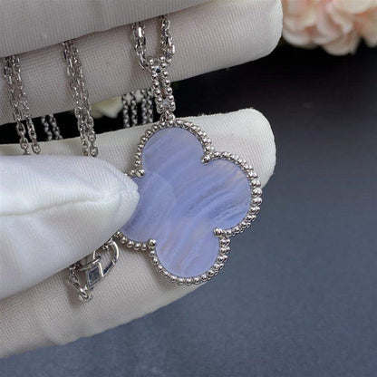 [Lumi Jewelry]CLOVER SILVER CHALCEDONY BIG CLOVER NECKLACE