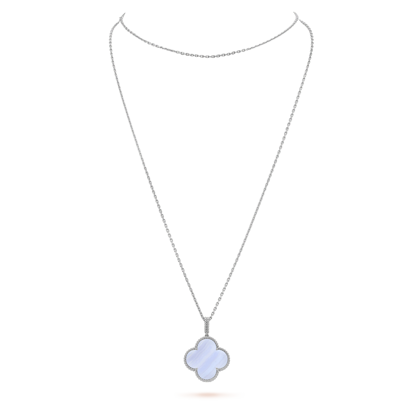 [Lumi Jewelry]CLOVER SILVER CHALCEDONY BIG CLOVER NECKLACE
