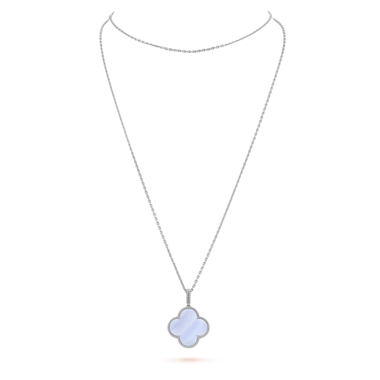 [Lumi Jewelry]CLOVER SILVER CHALCEDONY BIG CLOVER NECKLACE