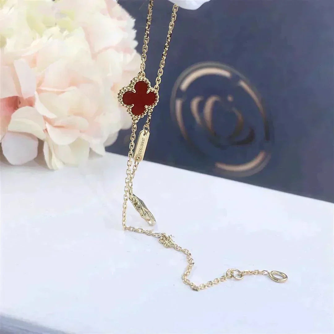 [Lumi Jewelry]CLOVER  CARNELIAN SINGLE FLOWER BRACELET