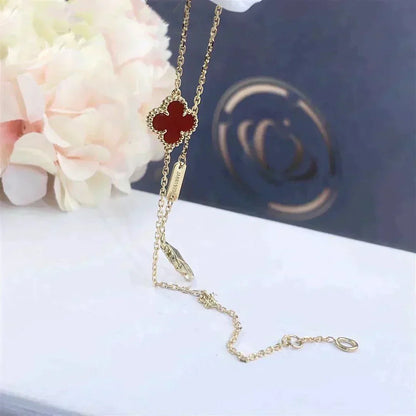 [Lumi Jewelry]CLOVER  CARNELIAN SINGLE FLOWER BRACELET