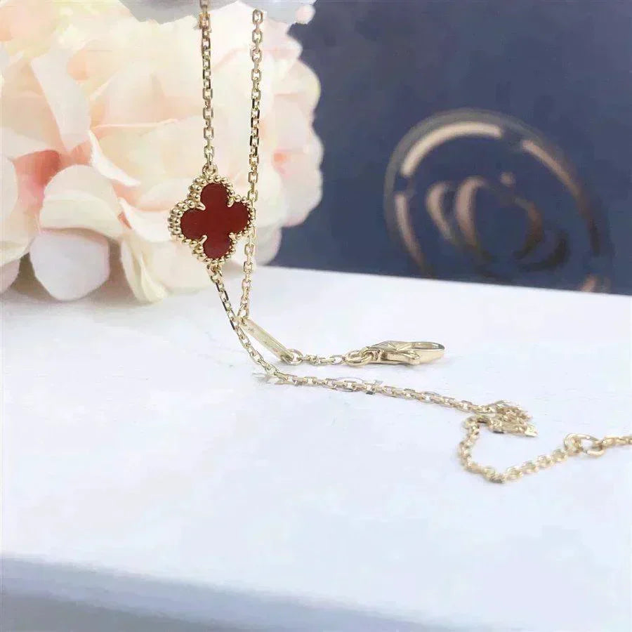 [Lumi Jewelry]CLOVER  CARNELIAN SINGLE FLOWER BRACELET