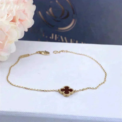 [Lumi Jewelry]CLOVER  CARNELIAN SINGLE FLOWER BRACELET