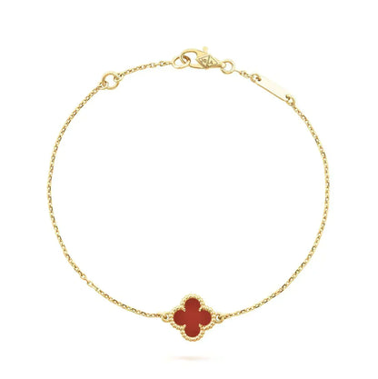 [Lumi Jewelry]CLOVER  CARNELIAN SINGLE FLOWER BRACELET