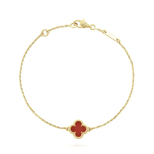 [Lumi Jewelry]CLOVER  CARNELIAN SINGLE FLOWER BRACELET