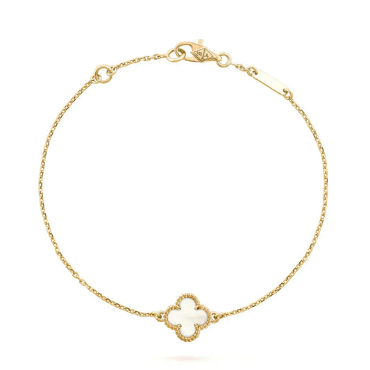 [Lumi Jewelry]CLOVER WHITE MOP SINGLE FLOWER BRACELET