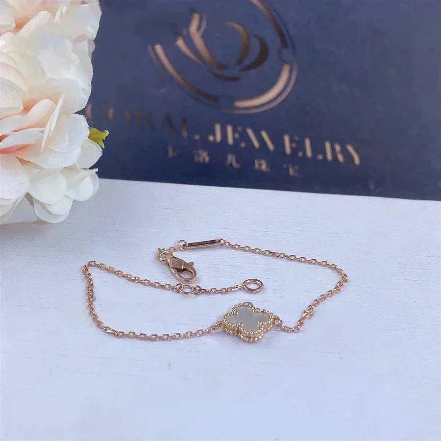 [Lumi Jewelry]CLOVER WHITE MOP SINGLE FLOWER BRACELET