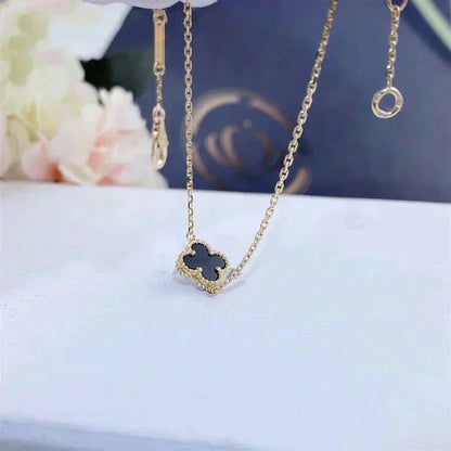 [Lumi Jewelry]CLOVER ONYX SINGLE FLOWER BRACELET