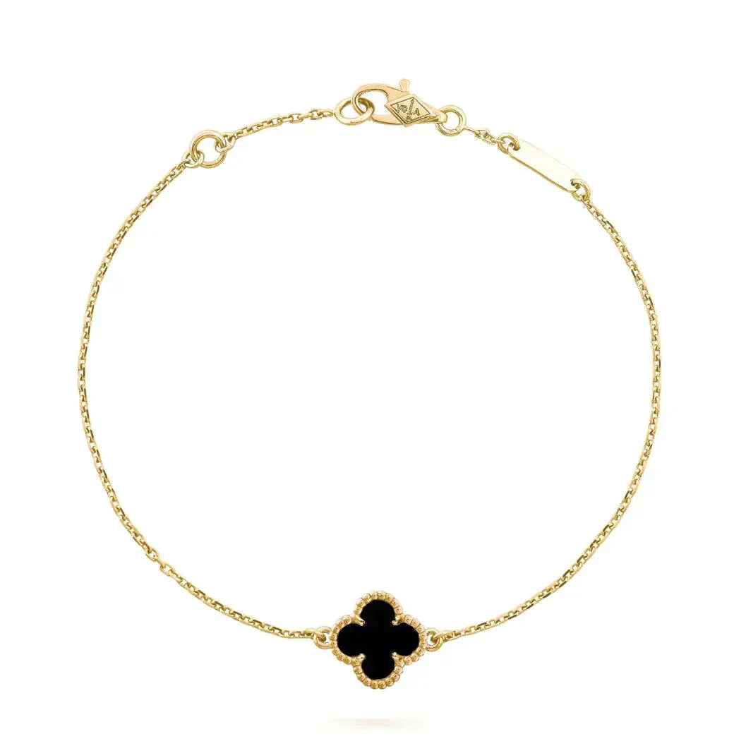[Lumi Jewelry]CLOVER ONYX SINGLE FLOWER BRACELET