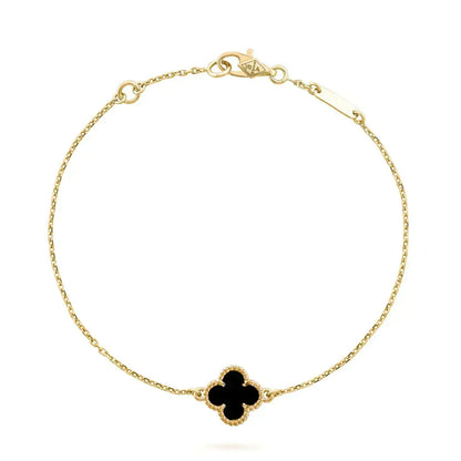 [Lumi Jewelry]CLOVER ONYX SINGLE FLOWER BRACELET