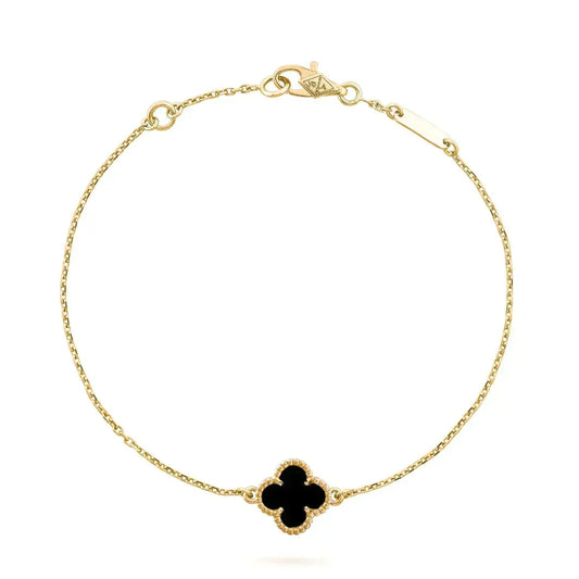 [Lumi Jewelry]CLOVER ONYX SINGLE FLOWER BRACELET