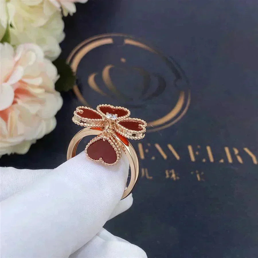 [Lumi Jewelry]SWEET CLOVER CARNELIAN RING