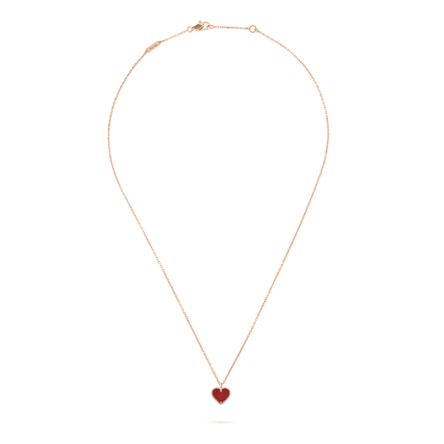 [Lumi Jewelry]SWEET CLOVER CARNELIAN HEART NECKLACE