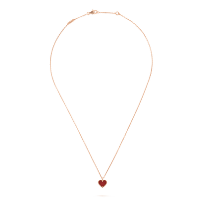 [Lumi Jewelry]SWEET CLOVER CARNELIAN HEART NECKLACE