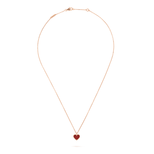 [Lumi Jewelry]SWEET CLOVER CARNELIAN HEART NECKLACE