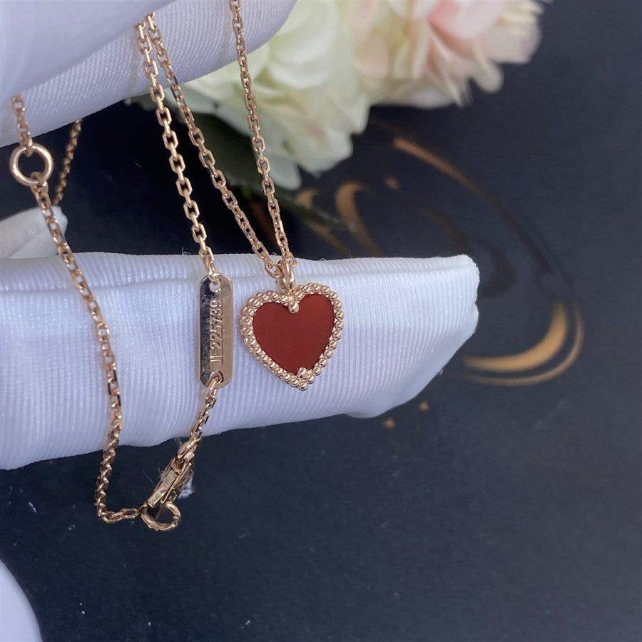 [Lumi Jewelry]SWEET CLOVER CARNELIAN HEART NECKLACE