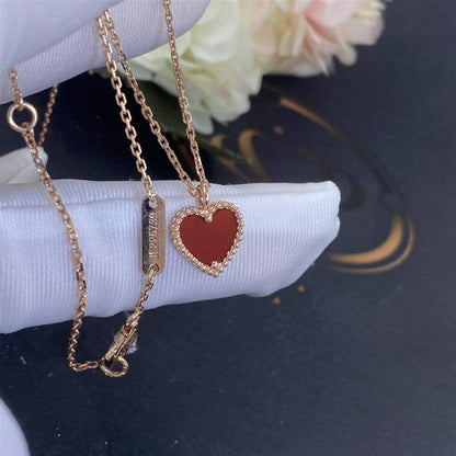 [Lumi Jewelry]SWEET CLOVER CARNELIAN HEART NECKLACE