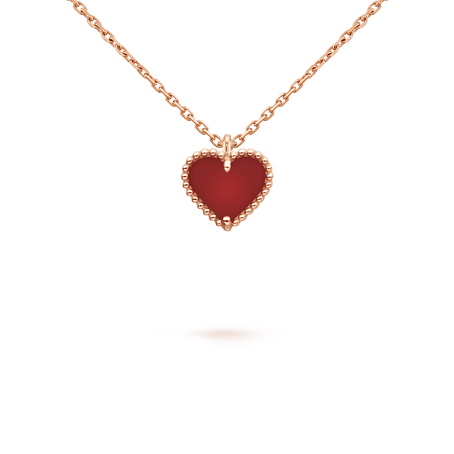 [Lumi Jewelry]SWEET CLOVER CARNELIAN HEART NECKLACE