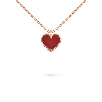 [Lumi Jewelry]SWEET CLOVER CARNELIAN HEART NECKLACE