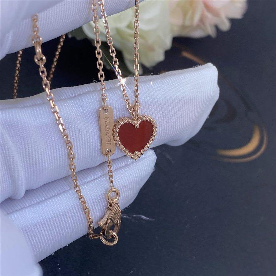 [Lumi Jewelry]SWEET CLOVER CARNELIAN HEART NECKLACE