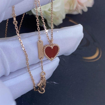 [Lumi Jewelry]SWEET CLOVER CARNELIAN HEART NECKLACE