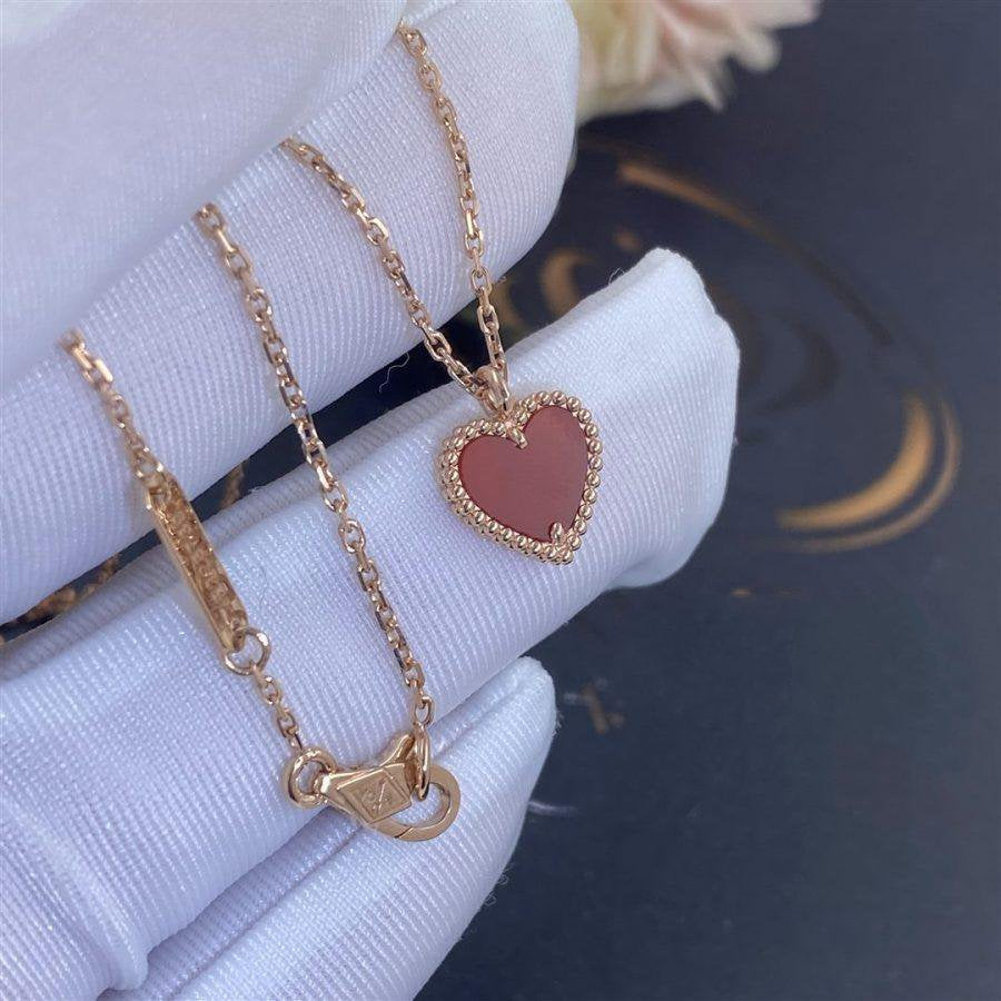 [Lumi Jewelry]SWEET CLOVER CARNELIAN HEART NECKLACE