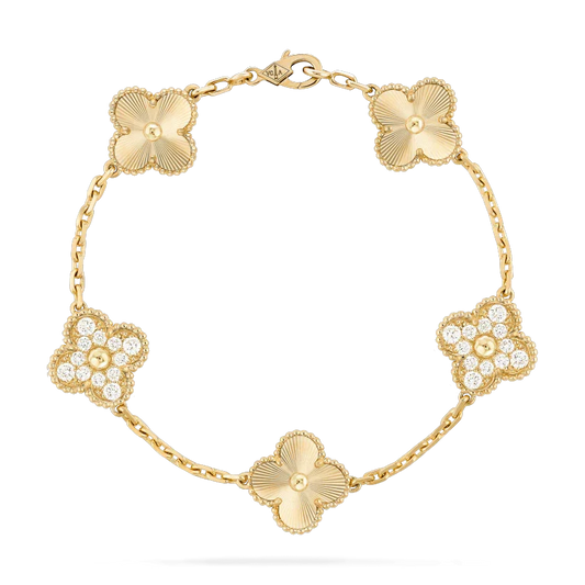 [Lumi Jewelry]CLOVER BRACELET 5 MOTIFS GOLD DIAMOND