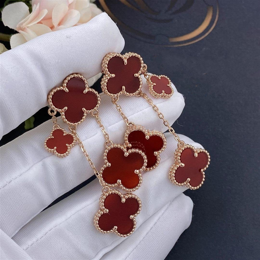 [Lumi Jewelry]CLOVER EARRINGS CARNELIAN 4 MOTIFS PINK GOLD